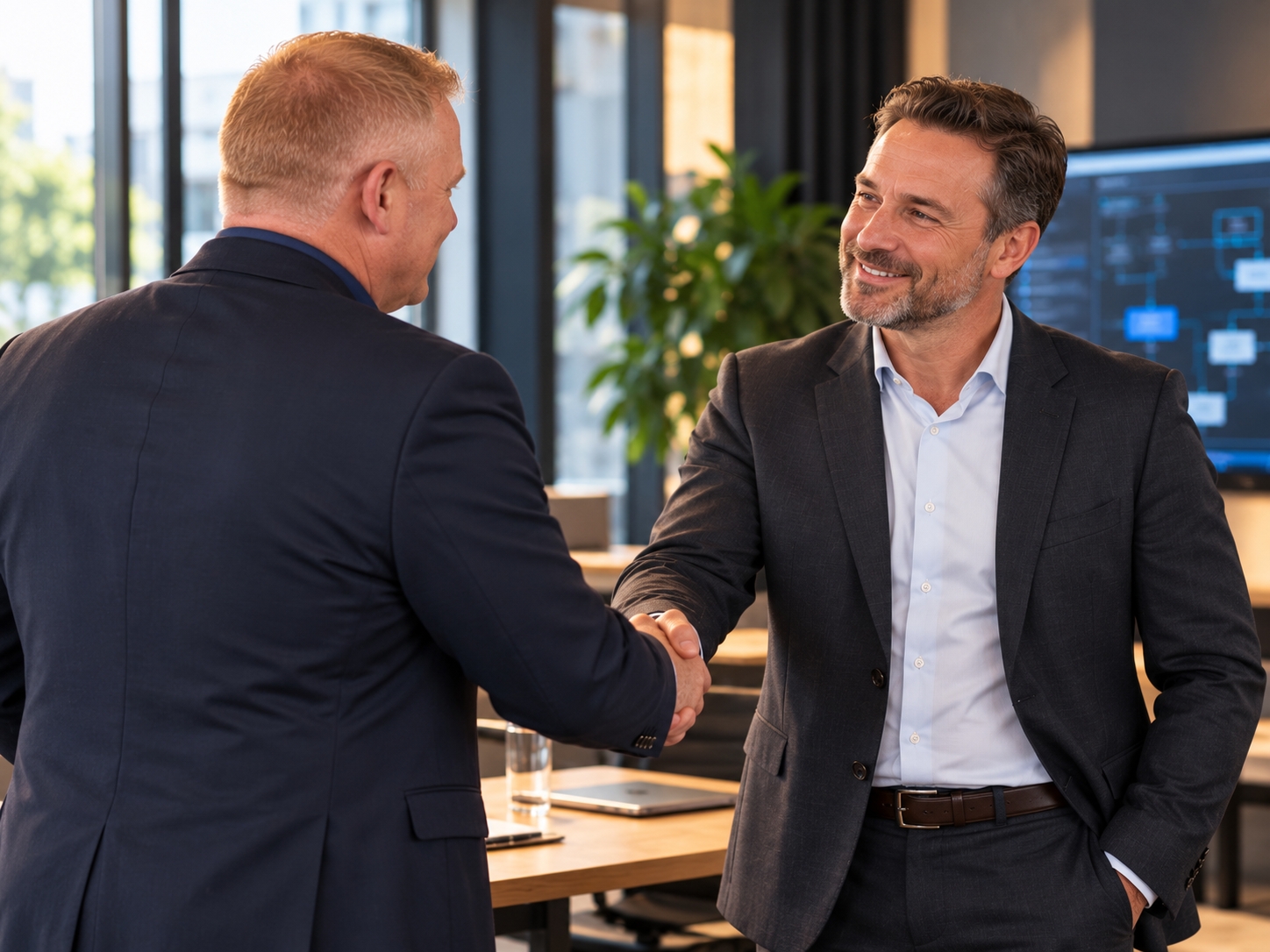 Stephan Korthaus in conversation with a business partner